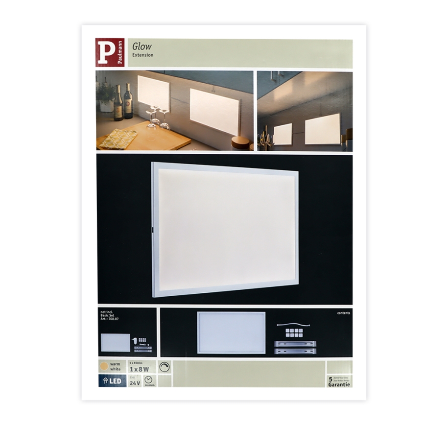 Paulmann 70808 - Dimbaar LED/8W Verleng Paneel met een Sensor GLOW 24V