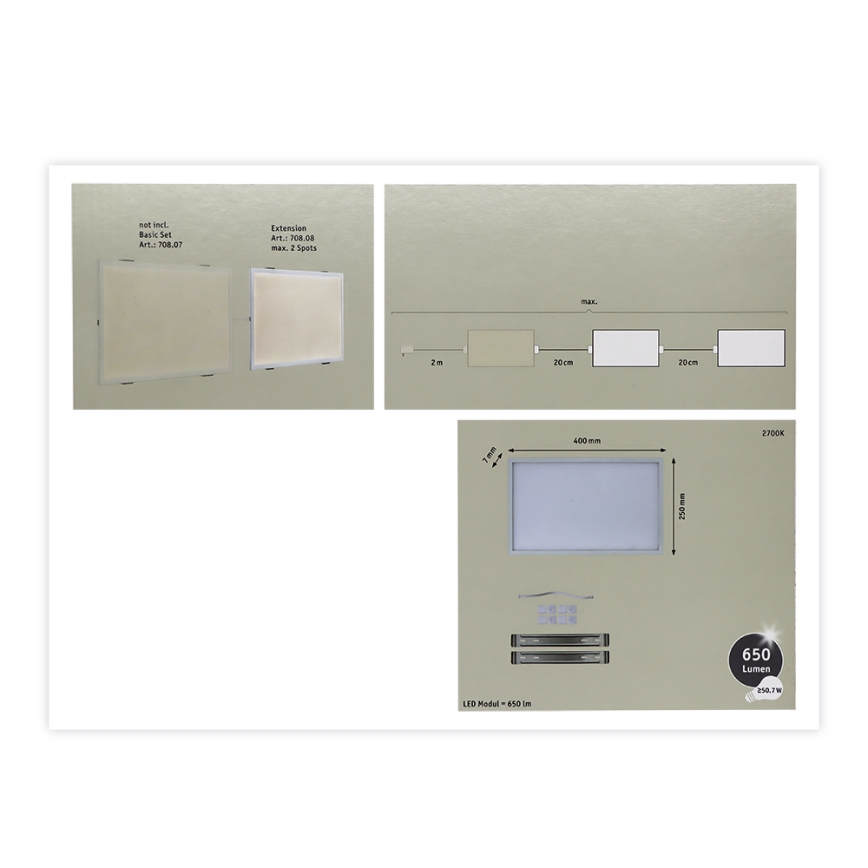 Paulmann 70808 - Dimbaar LED/8W Verleng Paneel met een Sensor GLOW 24V