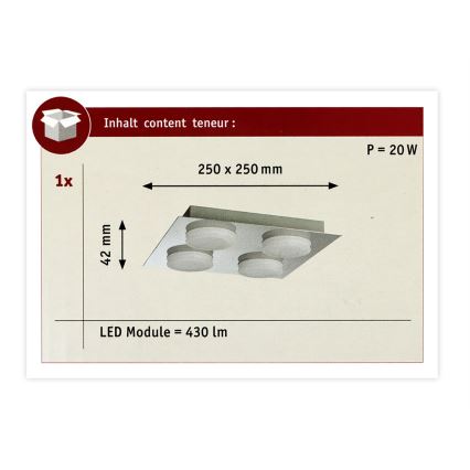 Paulmann 70875 - 4xLED/5W IP23 Badkamer Plafond Lamp DORADUS 230V