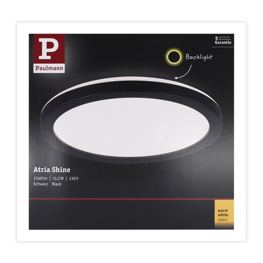 Paulmann 70997 - LED/11,2W Bevestigd lichtpaneel ATRIA 230V 3000K diameter 19 cm zwart