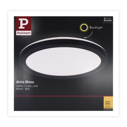 Paulmann 70997 - LED/11,2W Bevestigd lichtpaneel ATRIA 230V 3000K diameter 19 cm zwart