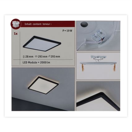 Paulmann 71001 - LED/16W Bevestigd lichtpaneel ATRIA 230V 3000K 29,3x29,3 cm zwart