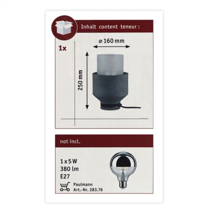 Paulmann 79619 - 1xE27/20W Tafellamp HELIN 230V