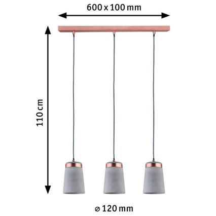 Paulmann 79626 - 3xE27/20W Hanglamp aan een koord NEORDIC STIG 230V