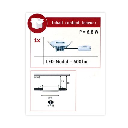 Paulmann 79668 - LED/6,8W IP44 Badkamer Inbouw Lamp HOUSE 230V