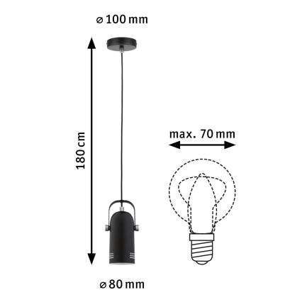 Paulmann 79766 - LED RGBW 1x E27/15W hanglamp met kabel LAVEA 230V zwart