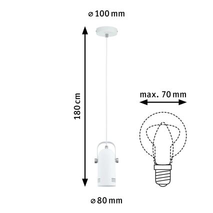 Paulmann 79767 - 1xE27/15W snoerhanglamp LAVEA 230V wit