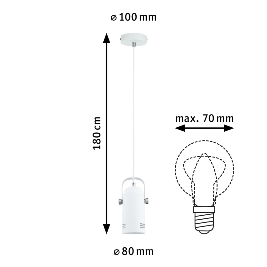 Paulmann 79767 - 1xE27/15W snoerhanglamp LAVEA 230V wit
