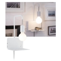 Paulmann 79812 CALVANI wandlamp 1xE27/40W met plank en USB, 230V, wit