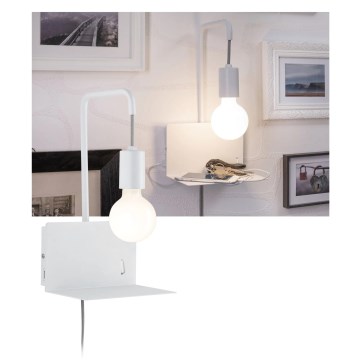 Paulmann 79812 CALVANI wandlamp 1xE27/40W met plank en USB, 230V, wit