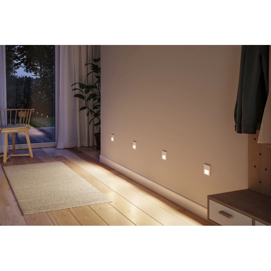 Paulmann 80002 - LED/1W Traplamp met sensor TSARO 230V Lead/wit