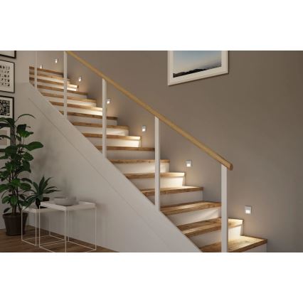 Paulmann 80003 - LED/1W Trapverlichting met sensor TSARO 230V Lood/mat chroom