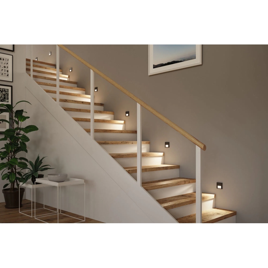 Paulmann 80004 - LED/1W Traplamp met sensor TSARO 230V Lead/zwart