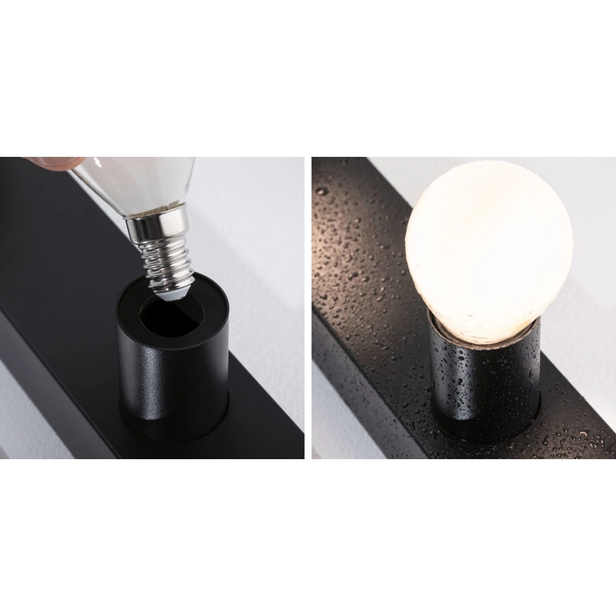 Paulmann 80097 - 3xE14/40W IP44 Spiegelverlichting badkamer REGULA 230V zwart