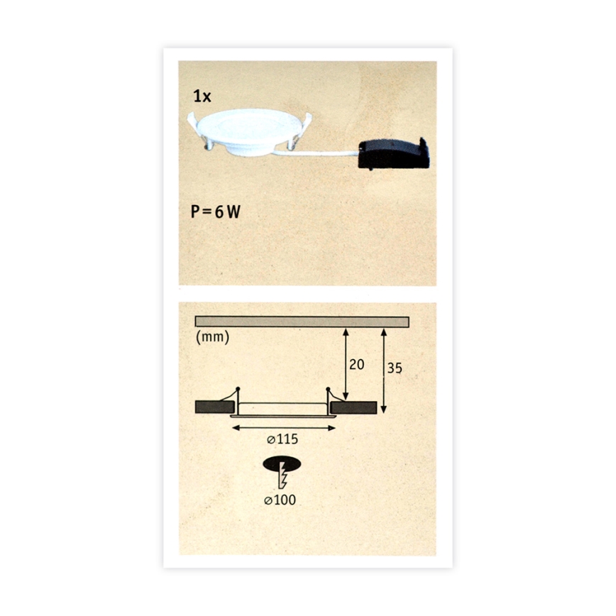 Paulmann 92061 - LED/6W IP44 Badkamer inbouwverlichting QUALITY LINE 230V