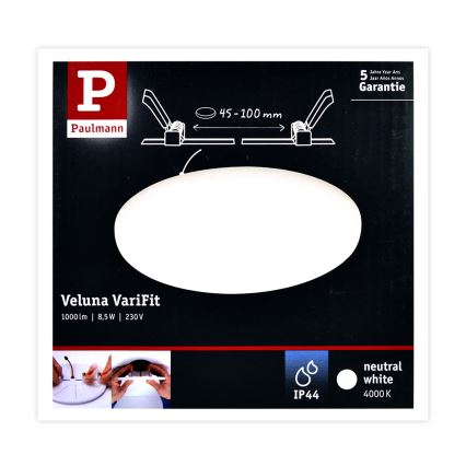 Paulmann 92391 Varafit - LED badkamer inbouwlamp/8,5W IP44 230V