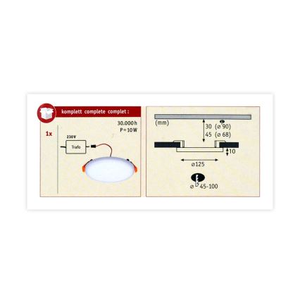 Paulmann 92391 Varafit - LED badkamer inbouwlamp/8,5W IP44 230V