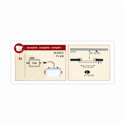 Paulmann 92393 Varifit - LED Badkamer inbouwlamp/4,5W IP44 230V