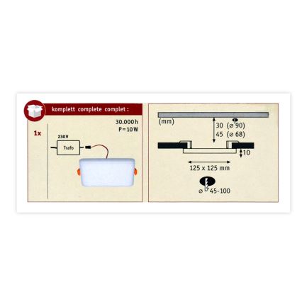 Paulmann 92397 Varifit - LED/8,5W IP44 Badkamer inbouwlamp 230V