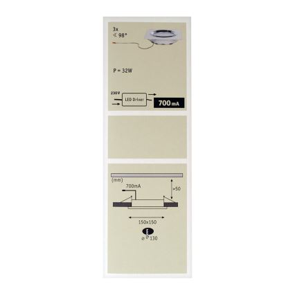 Paulmann 92695 - SET 3xLED/8W Dimbare inbouwspot DICE 230V
