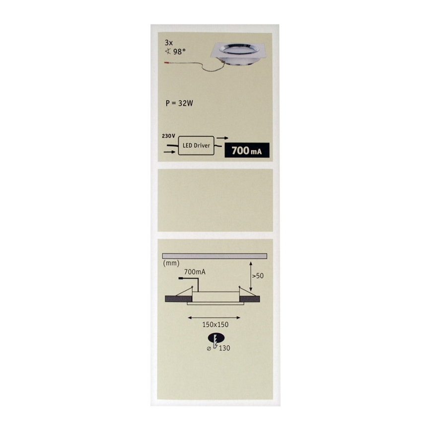 Paulmann 92695 - SET 3xLED/8W Dimbare inbouwspot DICE 230V