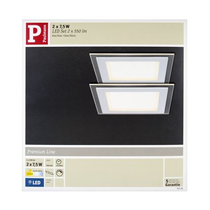 Paulmann 92706 - SET 2xLED/7,5W Dimbare hangende plafondverlichting DECODICE 230V