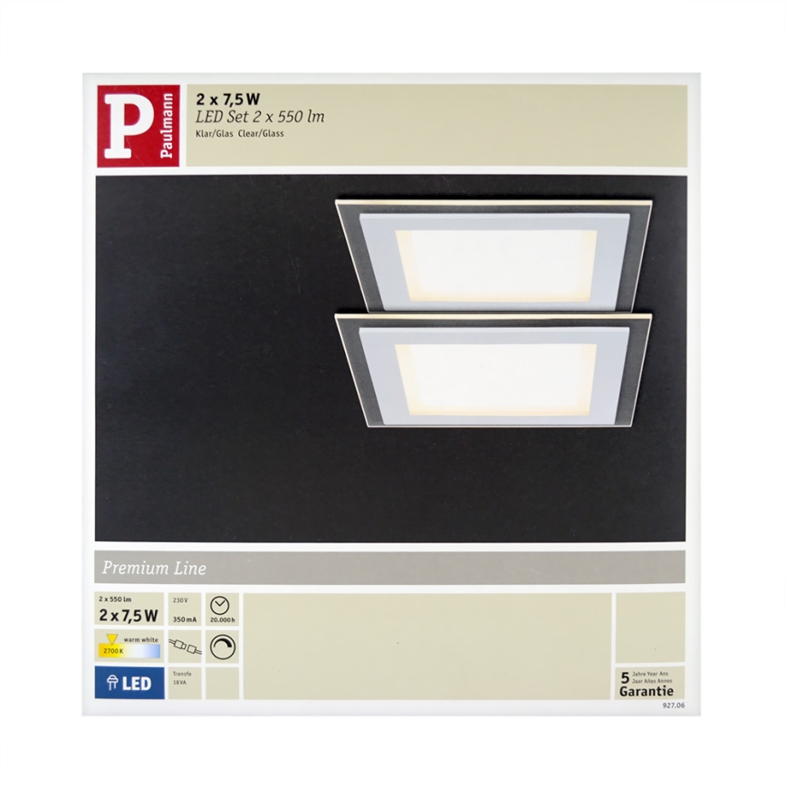 Paulmann 92706 - SET 2xLED/7,5W Dimbare hangende plafondverlichting DECODICE 230V