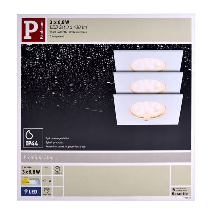 Paulmann 92760 - SET 3xLED/6,8W Badkamer inbouwspot COIN 230V IP44