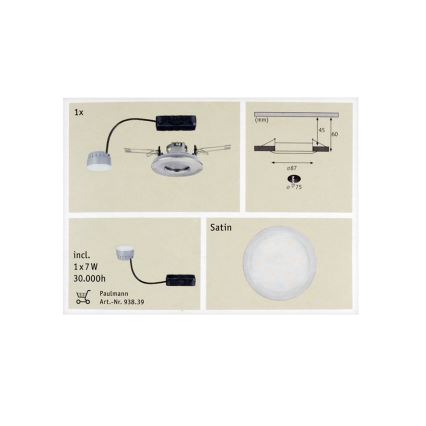 Paulmann 92848 - LED/7W IP65 Badkamer inbouwspot COIN 230V