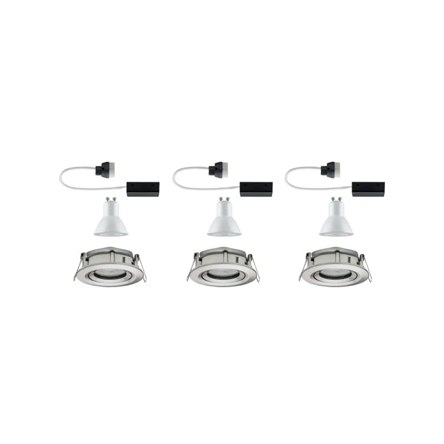 Paulmann 92900 - SET van 3x GU10/7W IP65 Dimbare inbouwspots voor badkamer NOVA 230V