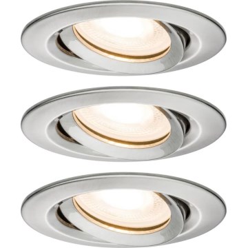 Paulmann 92900 - SET van 3x GU10/7W IP65 Dimbare inbouwspots voor badkamer NOVA 230V