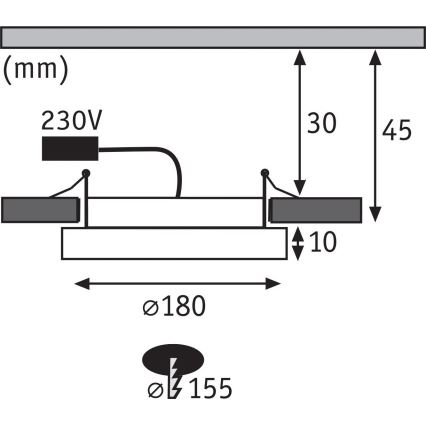Paulmann 92935 - LED/12W IP44 Dimbare inbouwspot voor badkamer AREO 230V Ø 18 cm mat chroom