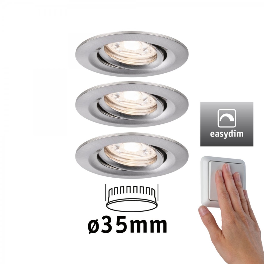 Paulmann 92973 - SET 3xLED/4,2W IP23 Dimbare badkamer lamp COIN 230V