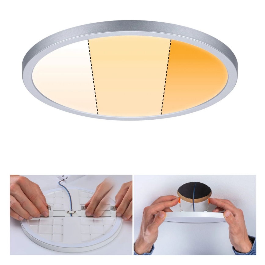 Paulmann 92992 - AREO LED inbouwspot 16W IP44 voor badkamer, 230V, 2000/3000/4000K, Ø 23 cm, mat chroom