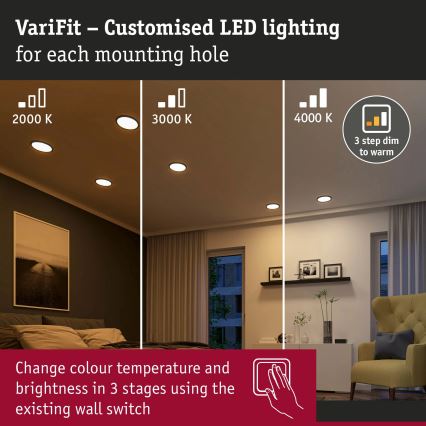 Paulmann 93102 - LED/16W IP44 badkamer inbouwspot AREO 230V 2000/3000/4000K Ø 23 cm zwart