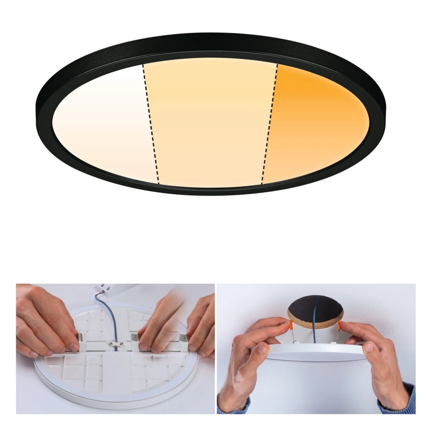 Paulmann 93102 - LED/16W IP44 badkamer inbouwspot AREO 230V 2000/3000/4000K Ø 23 cm zwart
