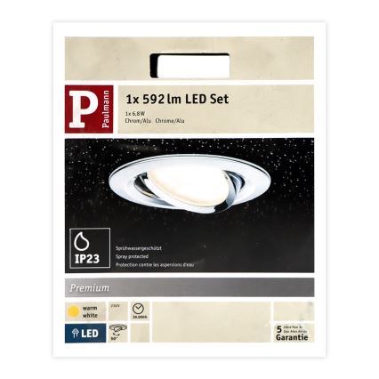 Paulmann 93867 - 1xLED/6,8W IP23 Badkamer Inbouw Lamp COIN 230V