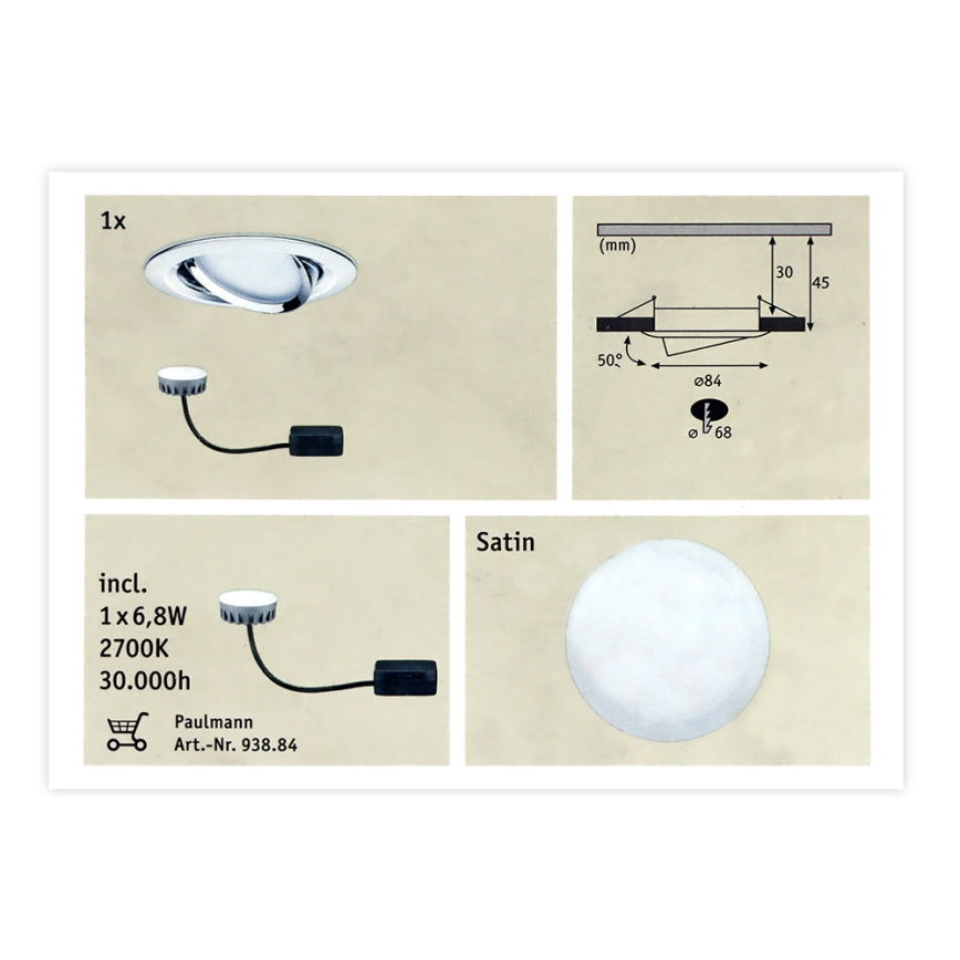 Paulmann 93867 - LED/6,8W IP23 Inbouwspot COIN voor de badkamer 230V