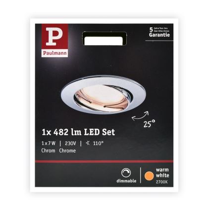 Paulmann 93965 COIN - LED Badkamer verlichting met dimlicht 230V/7W 230V