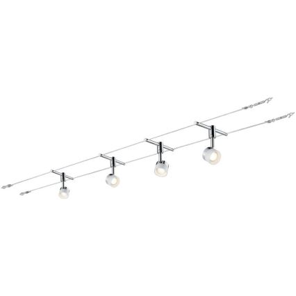 Paulmann 94080 - SET van 4xLED/4,8W compleet kabelsysteem STAGE 230V glanzend chroom