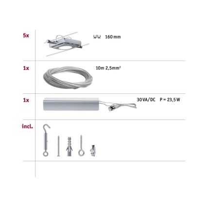 Paulmann 94108 - SET 5xLED/4,3W Spot voor een rail Systeem MAC 230V mat chroom