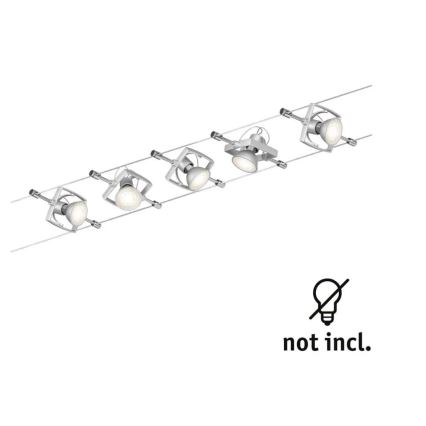 Paulmann 94133 - Set van 5x GU5,3/10W compleet staalkabelsysteem MAC 230V mat chroom