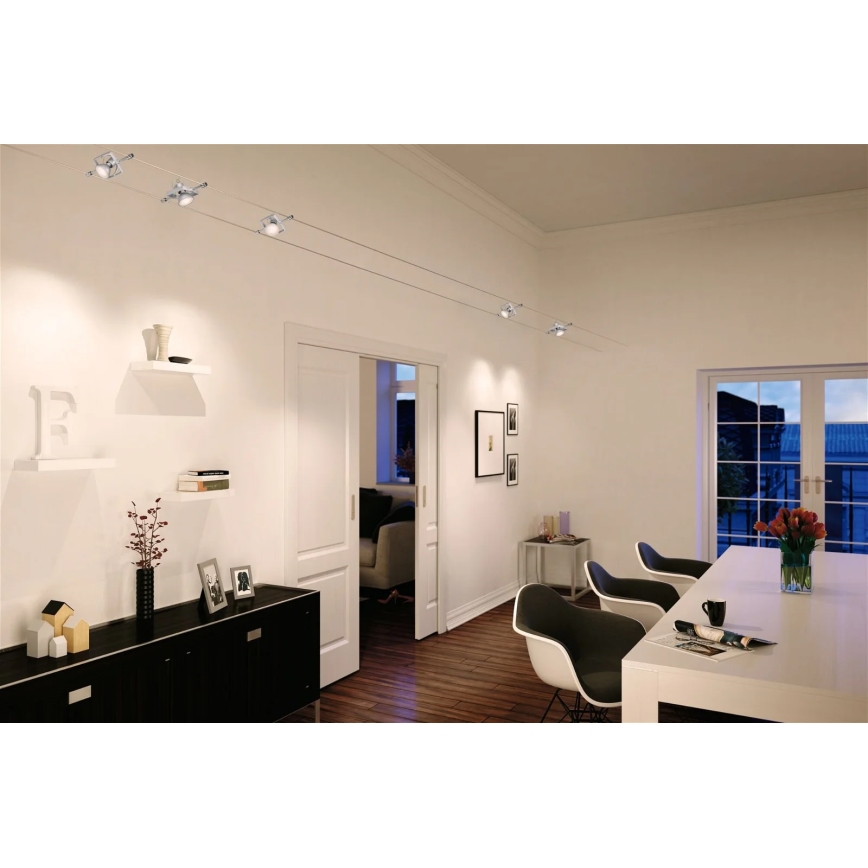 Paulmann 94133 - SET van 5xGU5,3/10W Spotverlichting voor kabelsysteem MAC 230V mat chroom