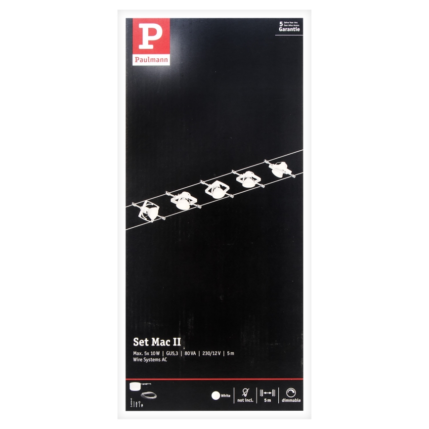 Paulmann 94134 - SET van 5x GU5,3/10W Spotverlichting voor kabelsysteem MAC 230V wit