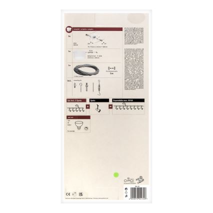 Paulmann 94134 - Set van 5x GU5,3/10W Compleet kabelsysteem MAC 230V wit