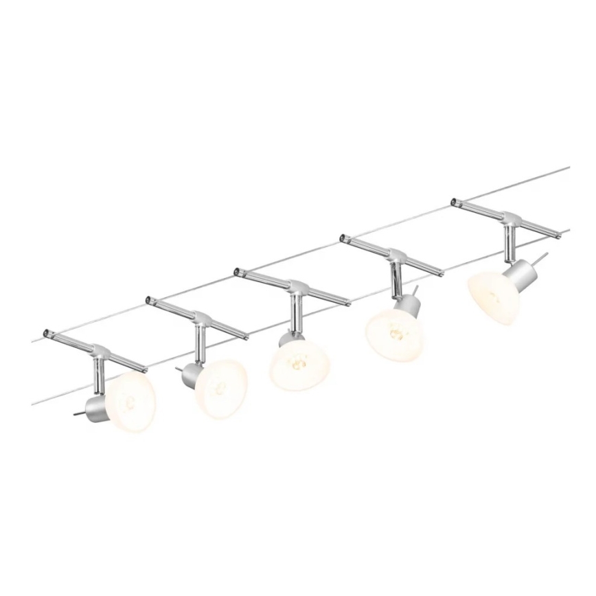 Paulmann 94136 - SET 5xGU5,3/10W Compleet kabelsysteem SHEELA 230V glanzend chroom