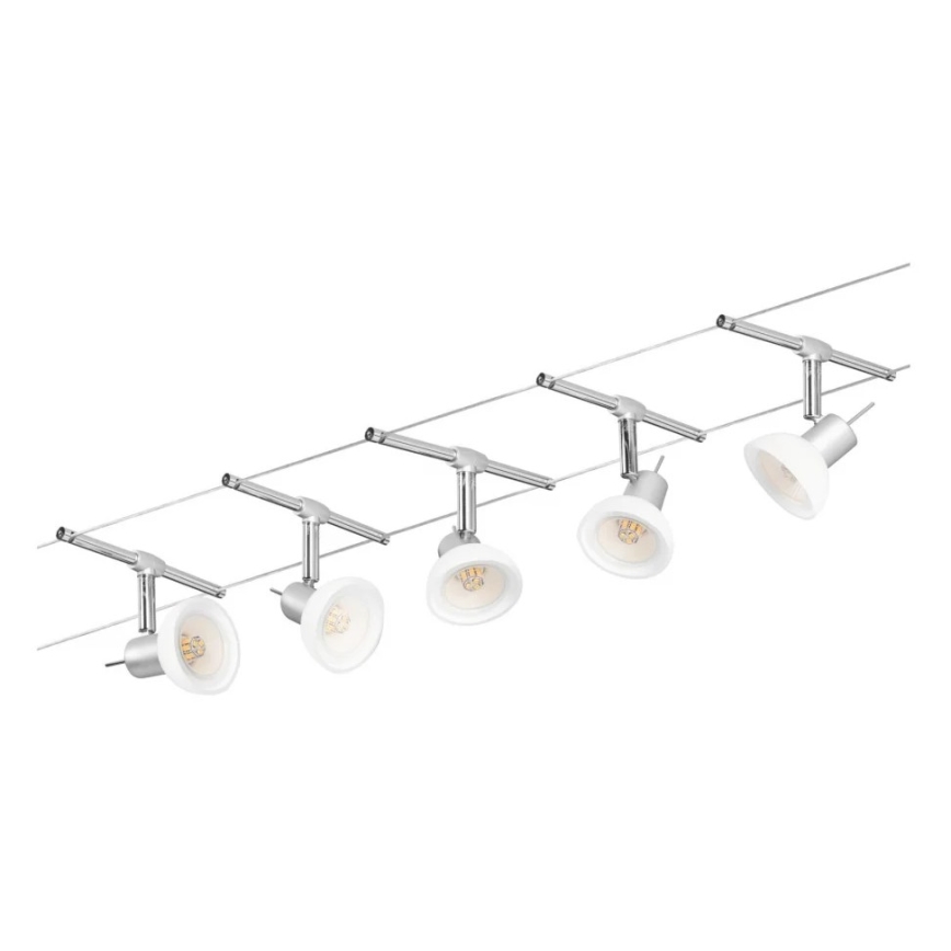 Paulmann 94136 - SET 5xGU5,3/10W Compleet kabelsysteem SHEELA 230V glanzend chroom