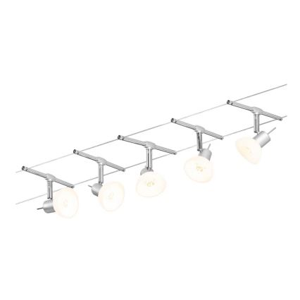 Paulmann 94136 - SET van 5xGU5,3/10W Spotverlichting voor kabelsysteem SHEELA 230V glanzend chroom
