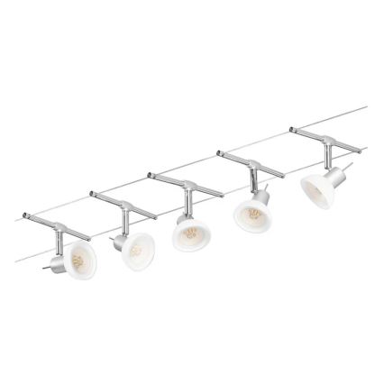 Paulmann 94136 - SET van 5xGU5,3/10W Spotverlichting voor kabelsysteem SHEELA 230V glanzend chroom