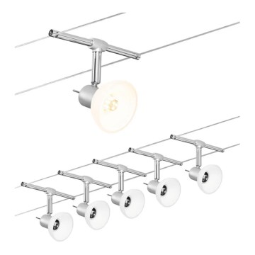 Paulmann 94136 - SET van 5xGU5,3/10W Spotverlichting voor kabelsysteem SHEELA 230V glanzend chroom